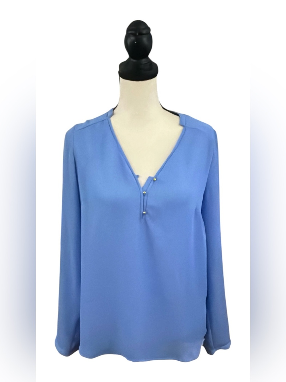 LC Lauren Conrad Periwinkle Henley Sleeve Blouse